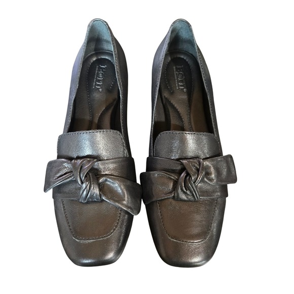 Born Shoes - Born Carrine Bow Leather Slip On Loafers 10M Casual Comfort Shoes Preppy Office